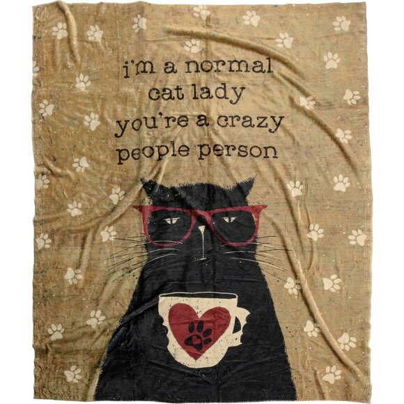 PBK Plush Throw Blanket I'm A Normal Cat Lady You're Crazy People Person Gift - Picture 2 of 3